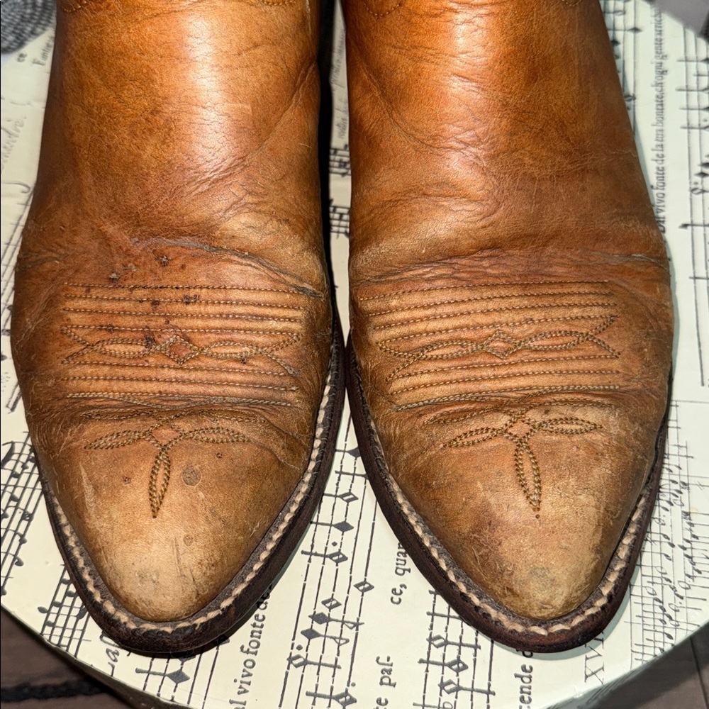 Hondo Crazy Horse Distressed Embroidered Navy/ Brown Leather Western Boots SZ9 - Picture 7 of 14